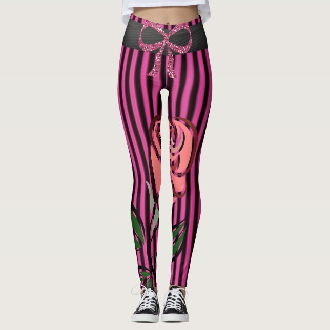 pink black long leggings (Front)