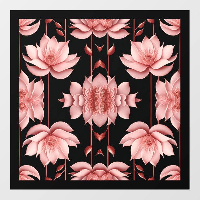 Pink-black Lotus Wall Decal (Front)