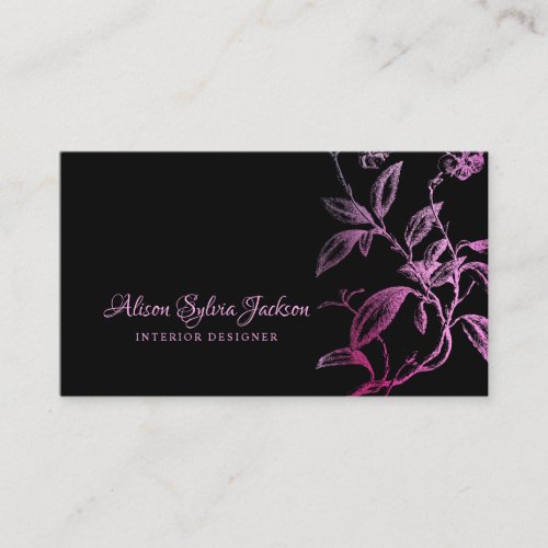 Pink black luxury elegant vintage script business card