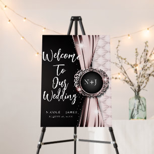 Pink & Black Luxury Wedding Welcome Sign