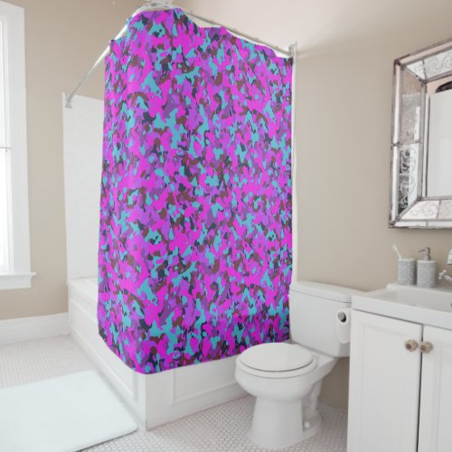 Pink  black magenta Camouflage Camo Pattern  Shower Curtain