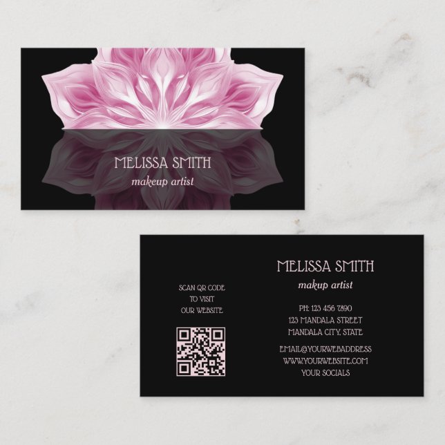 Pink Black  Mandala Business Business Card (Front/Back)