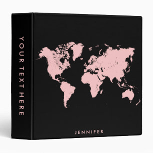 Pink & Black Map 3 Ring Binder