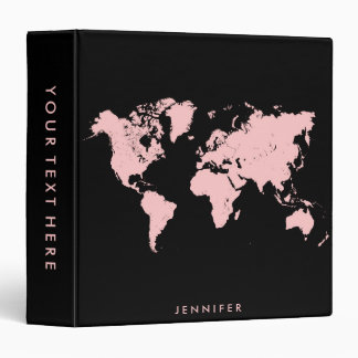 Pink & Black Map 3 Ring Binder