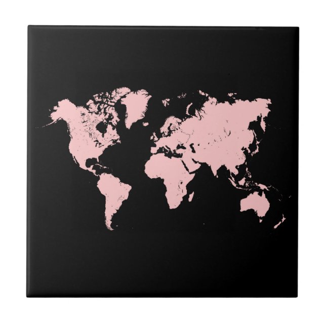 Pink & Black Map Ceramic Tile (Front)