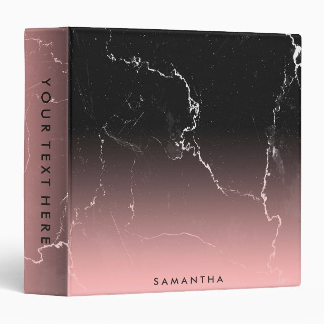 Pink & Black Marble 3 Ring Binder (Front/Spine)