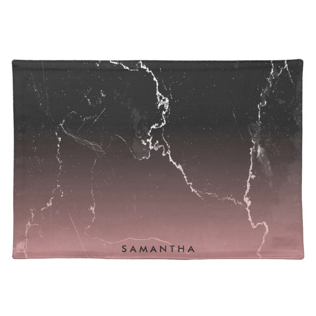 Pink & Black Marble Cloth Placemat (Front)