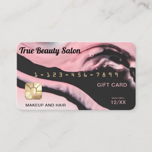 Pink Black Marble Credit Card Gift Certificate