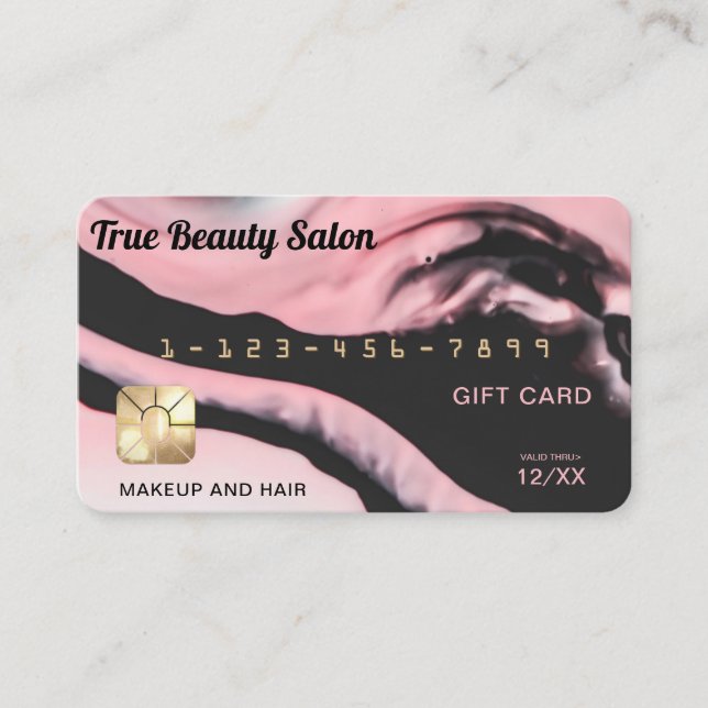 Pink Black Marble Credit Card Gift Certificate (Front)