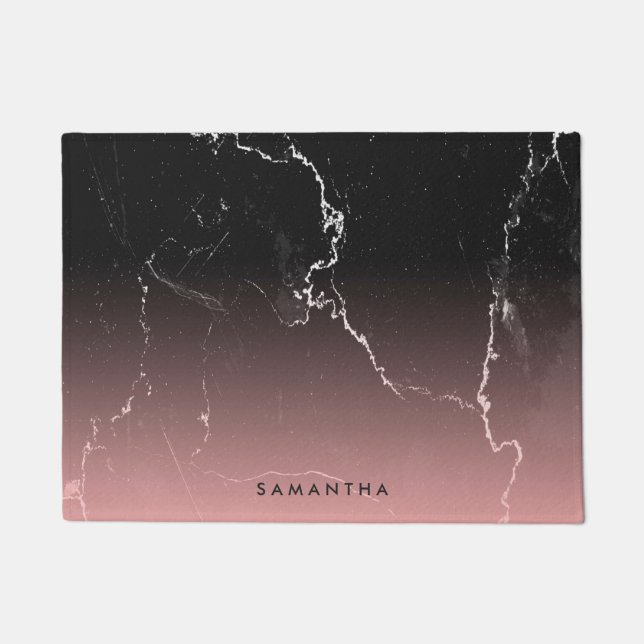 Pink & Black Marble Doormat (Front)