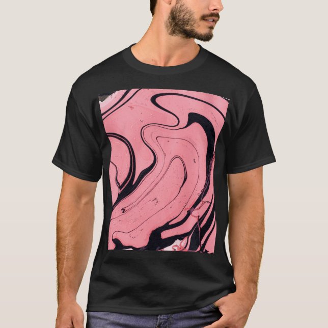 Pink Black Marble Hand Drawn T-Shirt (Front)