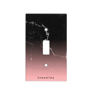 Pink & Black Marble Light Switch Cover