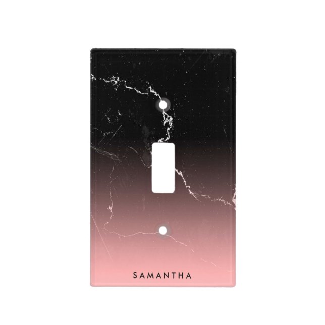 Pink & Black Marble Light Switch Cover (Front)