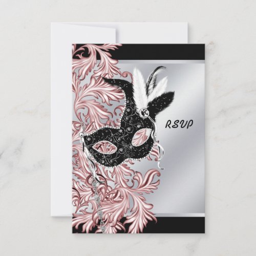 Pink Black Mask Pink Black Masquerade Party RSVP