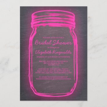 Pink & Black Mason Jar Bridal Shower Invitations by topinvitations at Zazzle