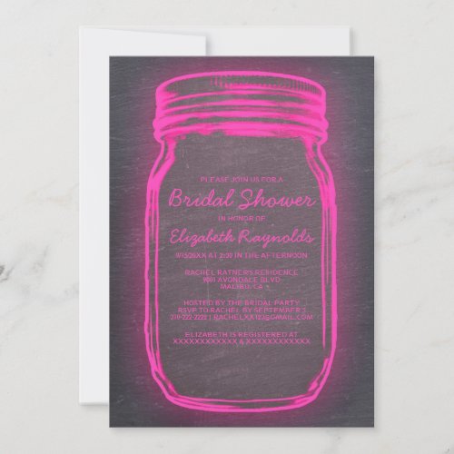 Pink &amp; Black Mason Jar Bridal Shower Invitations