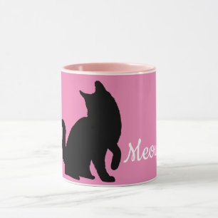 Pink Black Meow Cat Mug