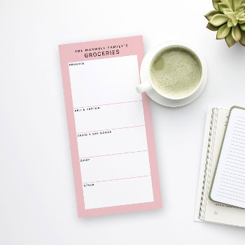 Pink Black Minimalist Simple Grocery Shopping List Magnetic Notepad by 2BirdStone at Zazzle