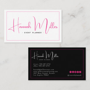 Pink & Black Modern Elegant Minimalist Business Card