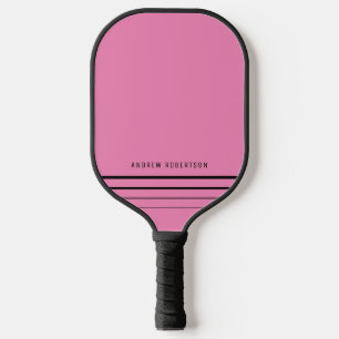 Pink & Black Modern Minimal Personalized Name Pickleball Paddle