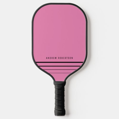 Pink  Black Modern Minimal Personalized Name Pickleball Paddle