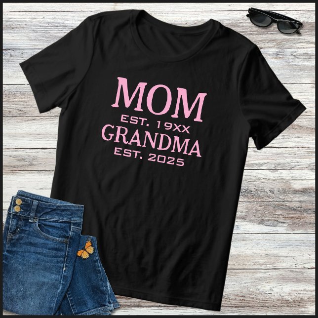 Pink & Black Mom Promoted To Grandma 2025 Tri-Blend Shirt (Creator Uploaded)