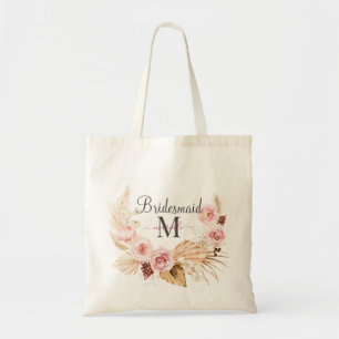 Pink Black Monogram Initial Script Name Tote Bag