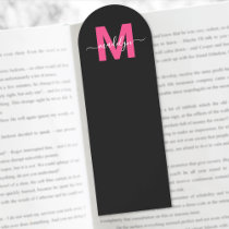 Pink Black Monogram Name Bookmarks