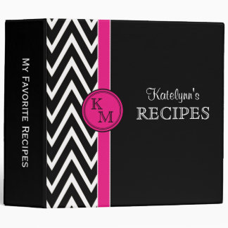 Pink & Black Monogram Recipe Binder