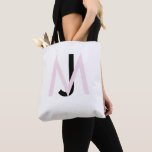 Pink & Black Monogram Tote Bag<br><div class="desc">Contemporary Font.  Simple.  Initials.  Monogram. Modern.  Tote.  Pink & Black.</div>