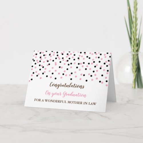 Pink Black Mother in Law Graduation Card