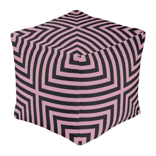 Pink  Black Nested Striped Box Repeat Pattern Pouf