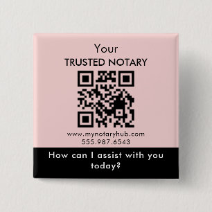 Pink Black Notary Branding with QR Code Button