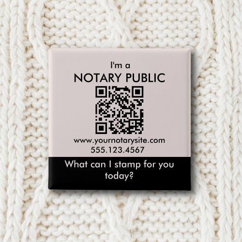 Pink Black Notary Public Logo Add QR Code Custom Button