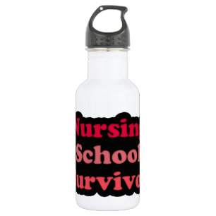 Pink Black Nursing School Survivor Water Bottle