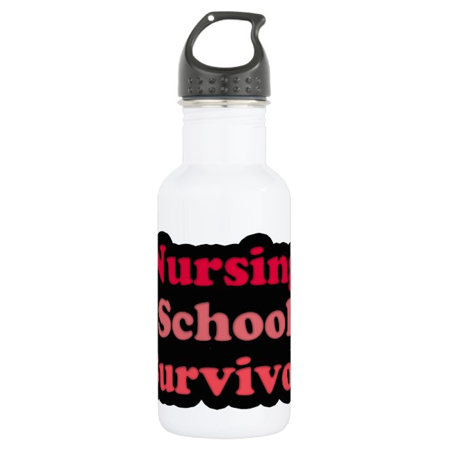 Pink Black Nursing School Survivor Water Bottle (Front)