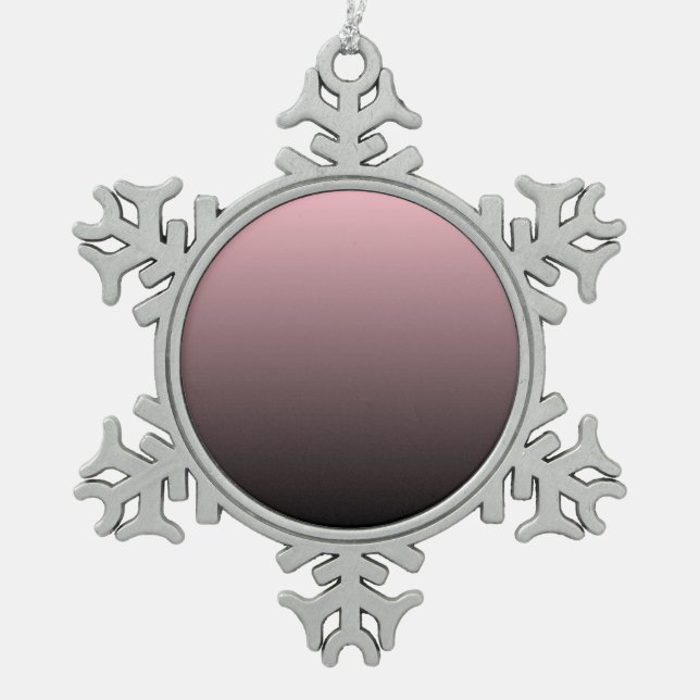 Pink Black Ombre Background Snowflake Pewter Christmas Ornament (Front)