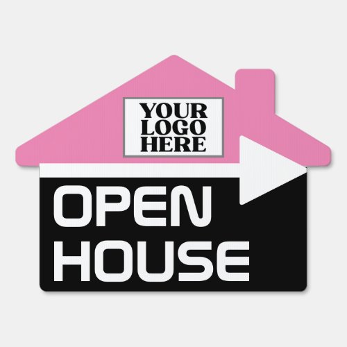 Pink Black Open House Realtor Logo Sign