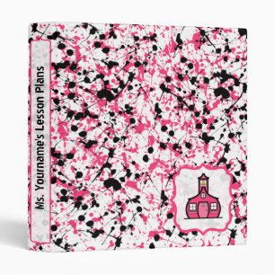 Pink & Black Paint Splatter Fancy Teacher Binder