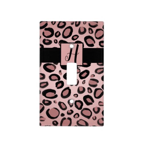 Pink  Black Painted Cheetah Leopard Print Spots Light Switch Cover