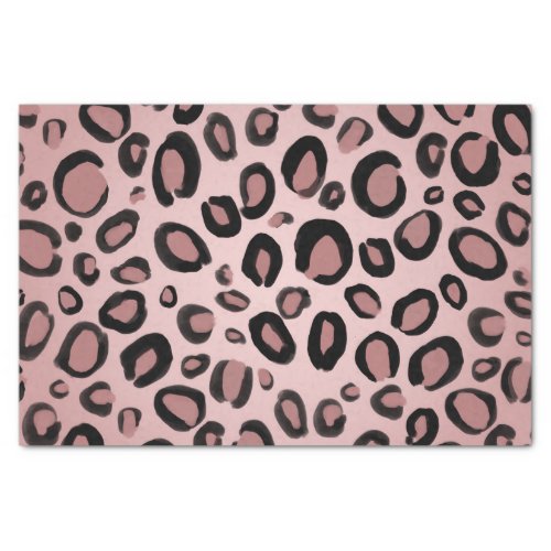 Pink  Black Painted Cheetah Leopard Print Spots Tissue Paper