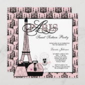 Pink Black Paris Chandelier Sweet Sixteen Party Invitation (Front/Back)