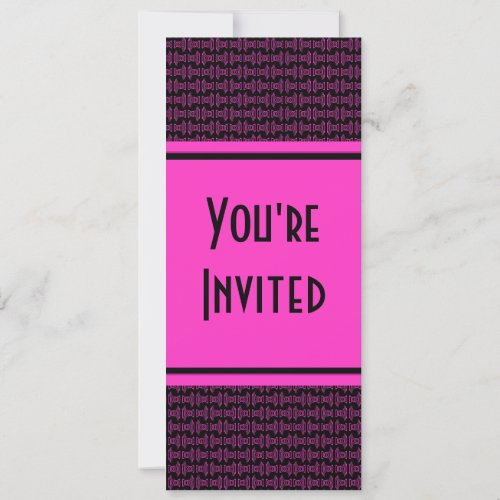 Pink black pattern party invitation
