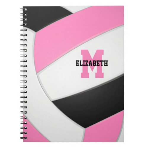 pink black personalized girly volleyball notebook