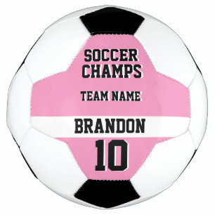 pink black personalized player soccer champs team  ball