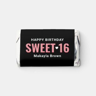 Pink Black Personalized Sweet 16 Birthday Hershey's Miniatures