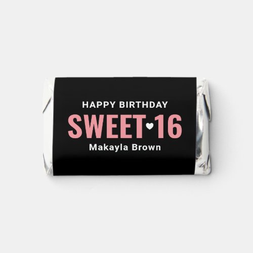Pink Black Personalized Sweet 16 Birthday Hersheys Miniatures