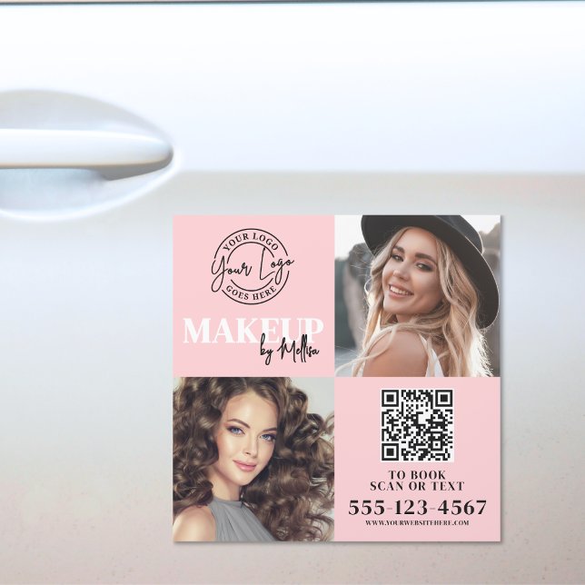 Pink Black Photo Logo Makeup Business Car Magnet (Pink Black Photo Logo Makeup Business Car Magnet )