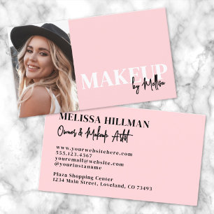 Pink Black Photo Makeup Business Card