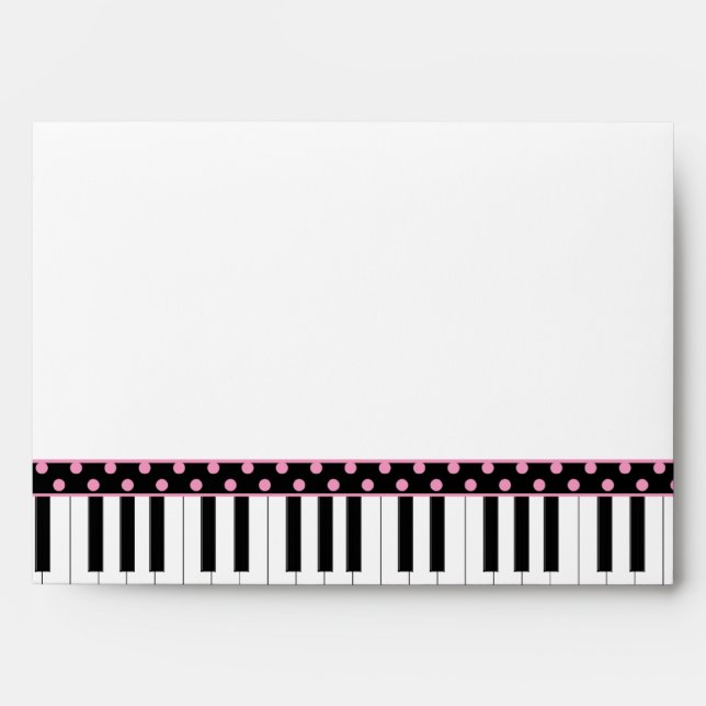 Pink Black Piano Theme Sweet 16 Envelope (Front)